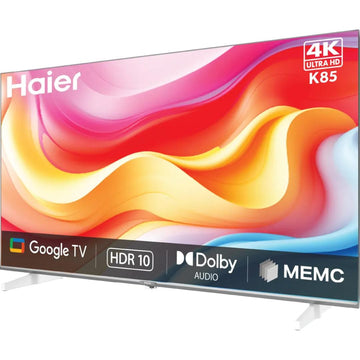 Haier K85FUX Series 4K Ultra HD Google Assistant with Smart Remote Control Quad-Core Processor Smart Google LED TV (2025 Edition, Black)
